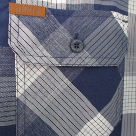 Orvis Mens S/S Navy Blue Casual Shirt NWOT - Size Large - Picture 2 of 3